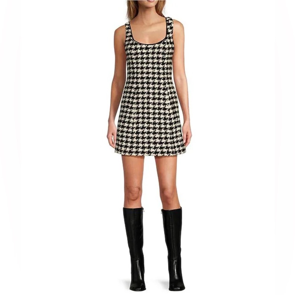 NWT Antonio Melani Macy Wool Blend Houndstooth Square Nec Sheath Dress Sz 6 - Picture 3 of 12